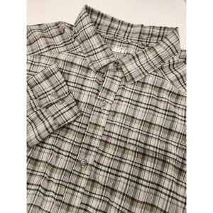 REI Shirt Men's 2XL Gray L/S Button Up Plaid Vented Fishing Outdoors Performance